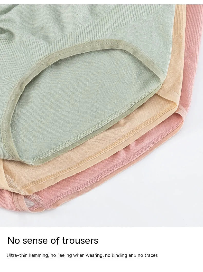 High waist seamless maternity underwear with cotton crotch in green, skin colour, light brown, or light grey.