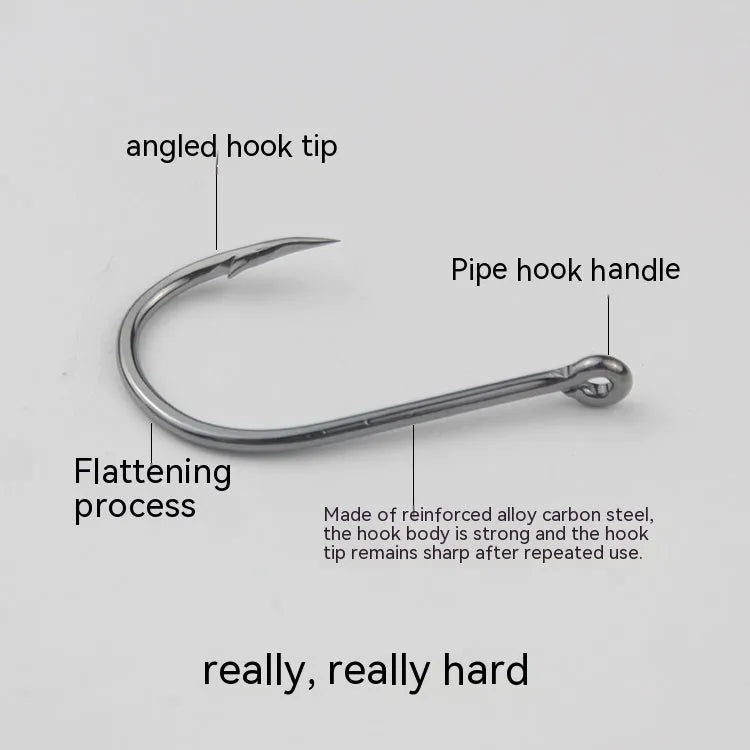 Bulk pack of barbed crooked mouth fishing hooks in alloy carbon steel for sea fishing