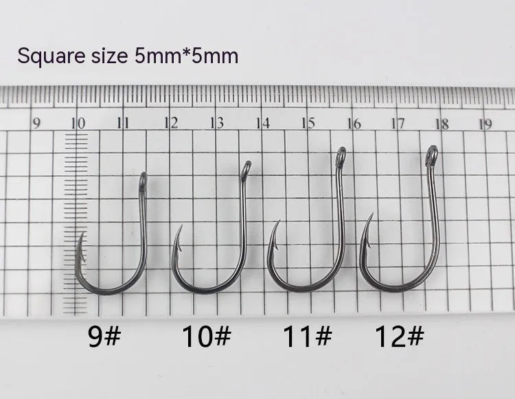 Bulk pack of barbed crooked mouth fishing hooks in alloy carbon steel for sea fishing
