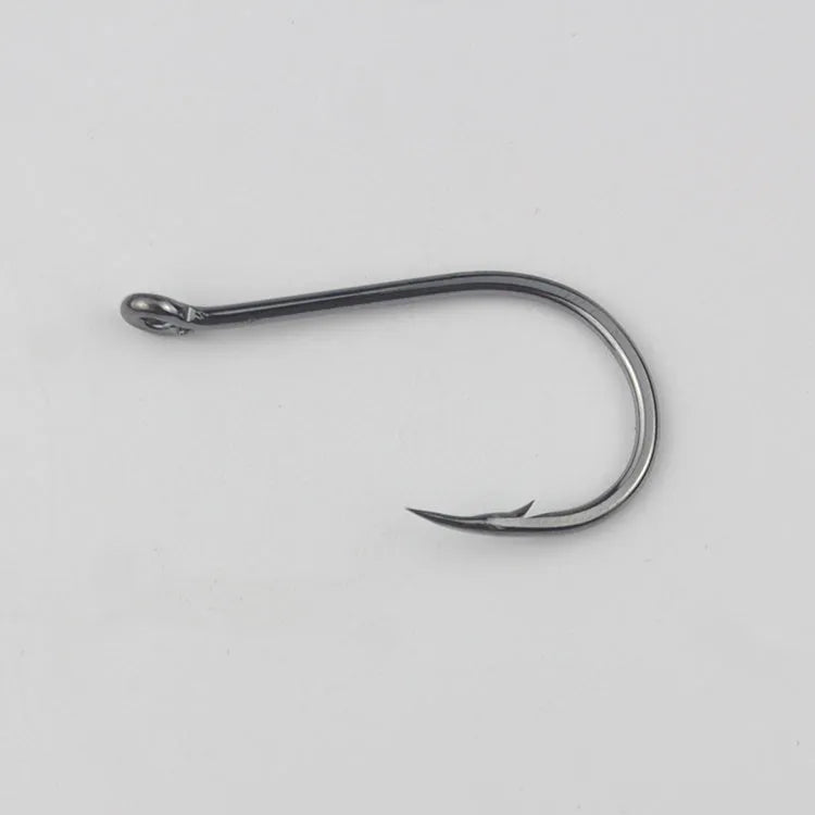 Bulk pack of barbed crooked mouth fishing hooks in alloy carbon steel for sea fishing