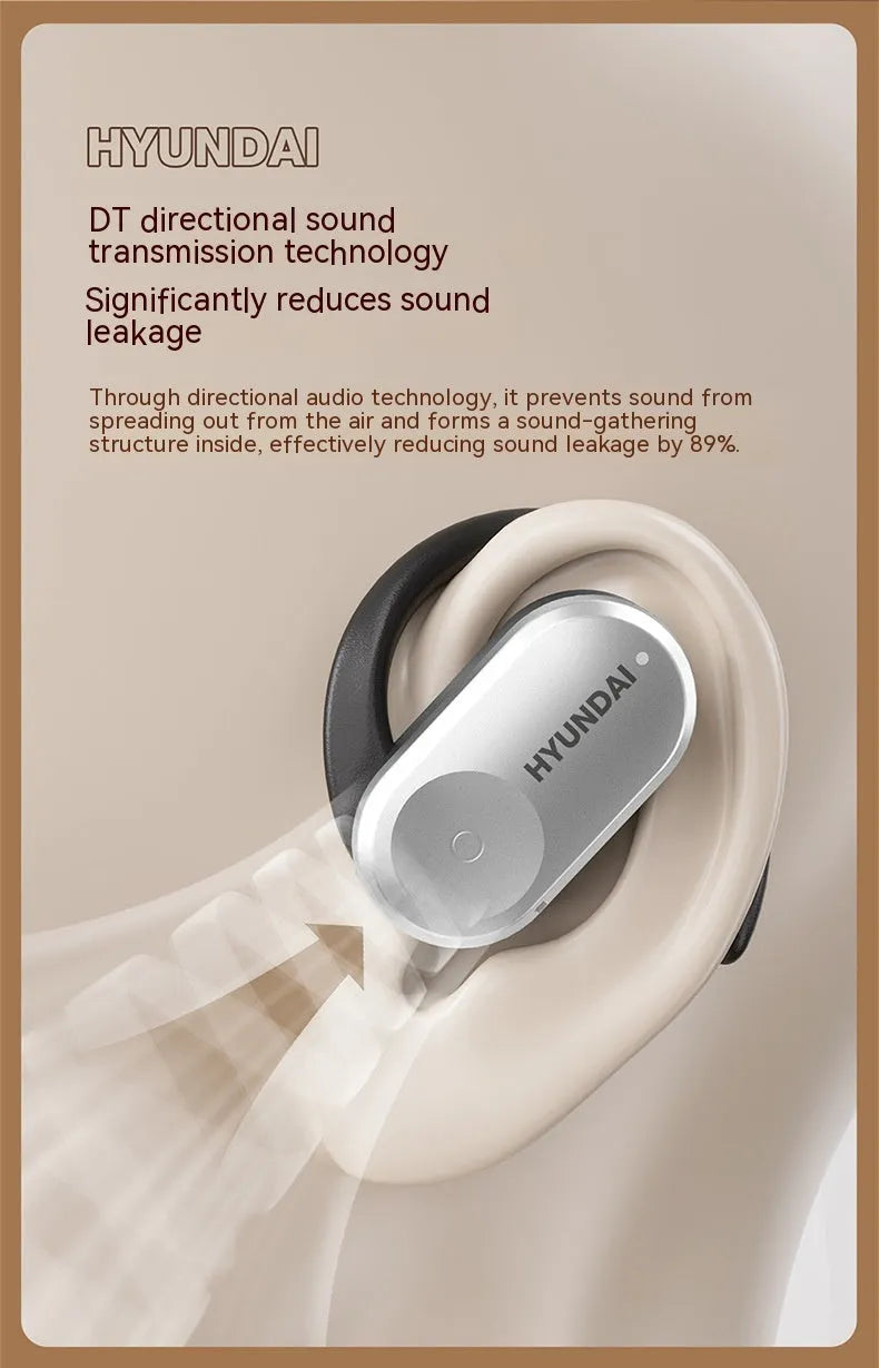 Hyundai ear hook wireless Bluetooth headset in White Orange or Silver Black, plastic ear-mounted design