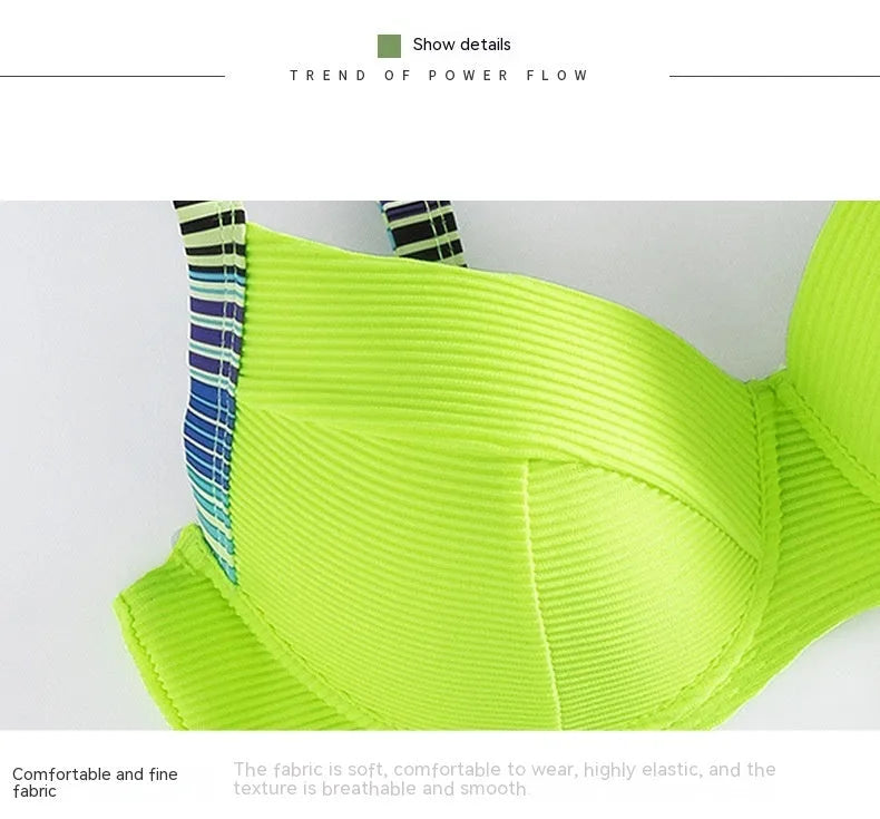 Green women's halter neck bikini set with split briefs, shown as a two-piece swimwear.