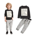 Boys cotton 2-piece casual clothing set with long sleeve T-shirt and pants in letter print design