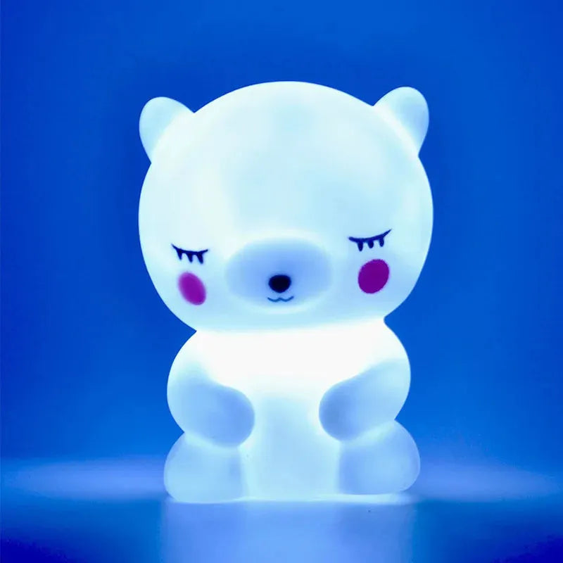 Cartoon enamel LED bedside lamp in Cloud Blue, 12x8x8cm, for children's room decoration