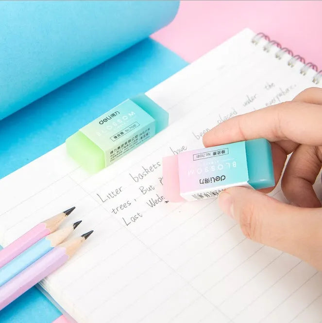 Coloured pencil rubber eraser, soft edge, 4.8cm x 2cm x 1cm, for school, sketching and office use