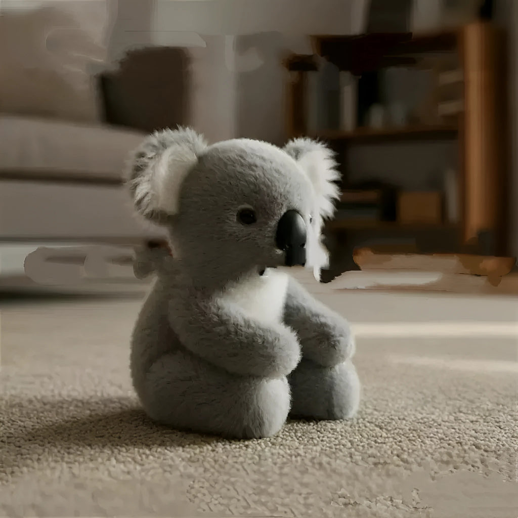 Grey cartoon koala plush toy, 15 x 12 x 10 cm, in OPP package for decoration and gifting