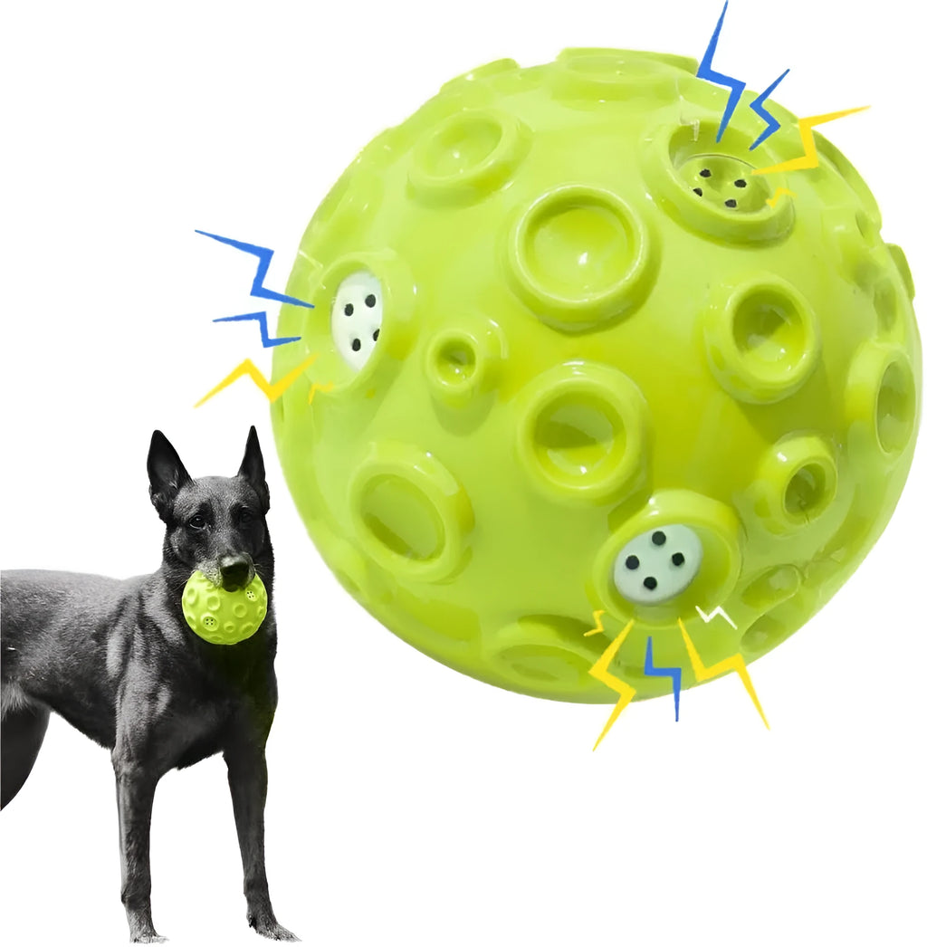 Natural rubber dog toy ball with textured surface in choice of five colours for aggressive chewers