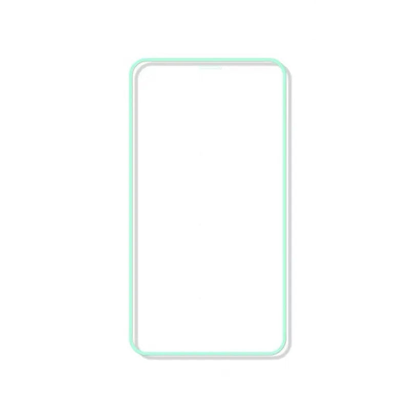 Luminous full cover tempered glass screen protector for iPhone glowing in dark with anti-scratch features.