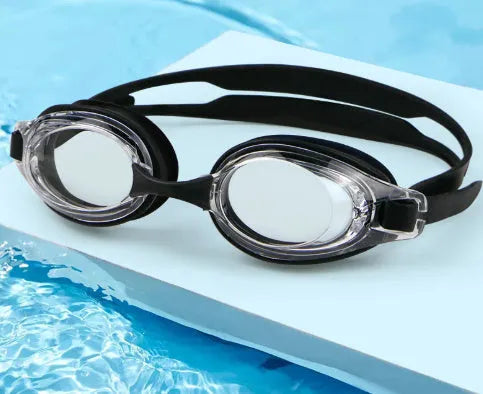 Myopia swimming goggles with anti-fog lenses and protective case