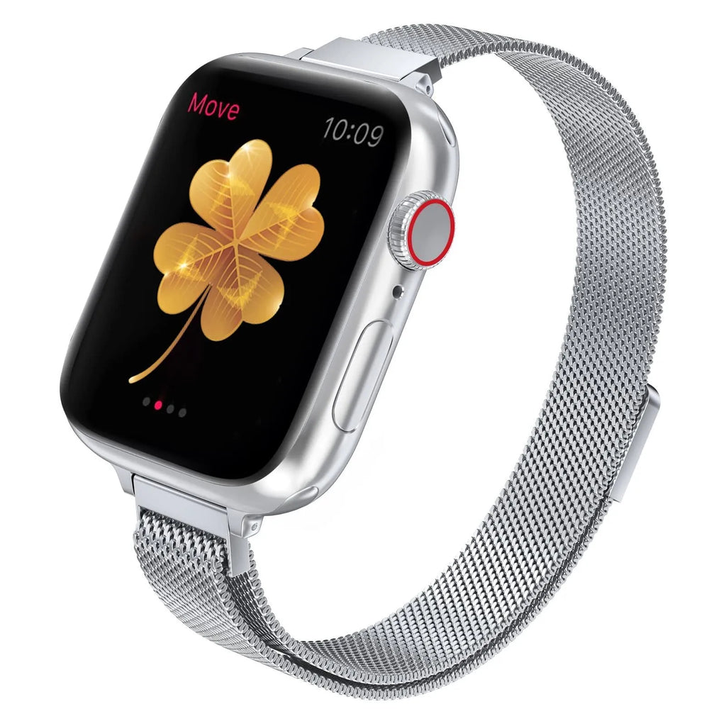 Milan stainless steel mesh strap with magnetic closure for Apple Watch, silver colour