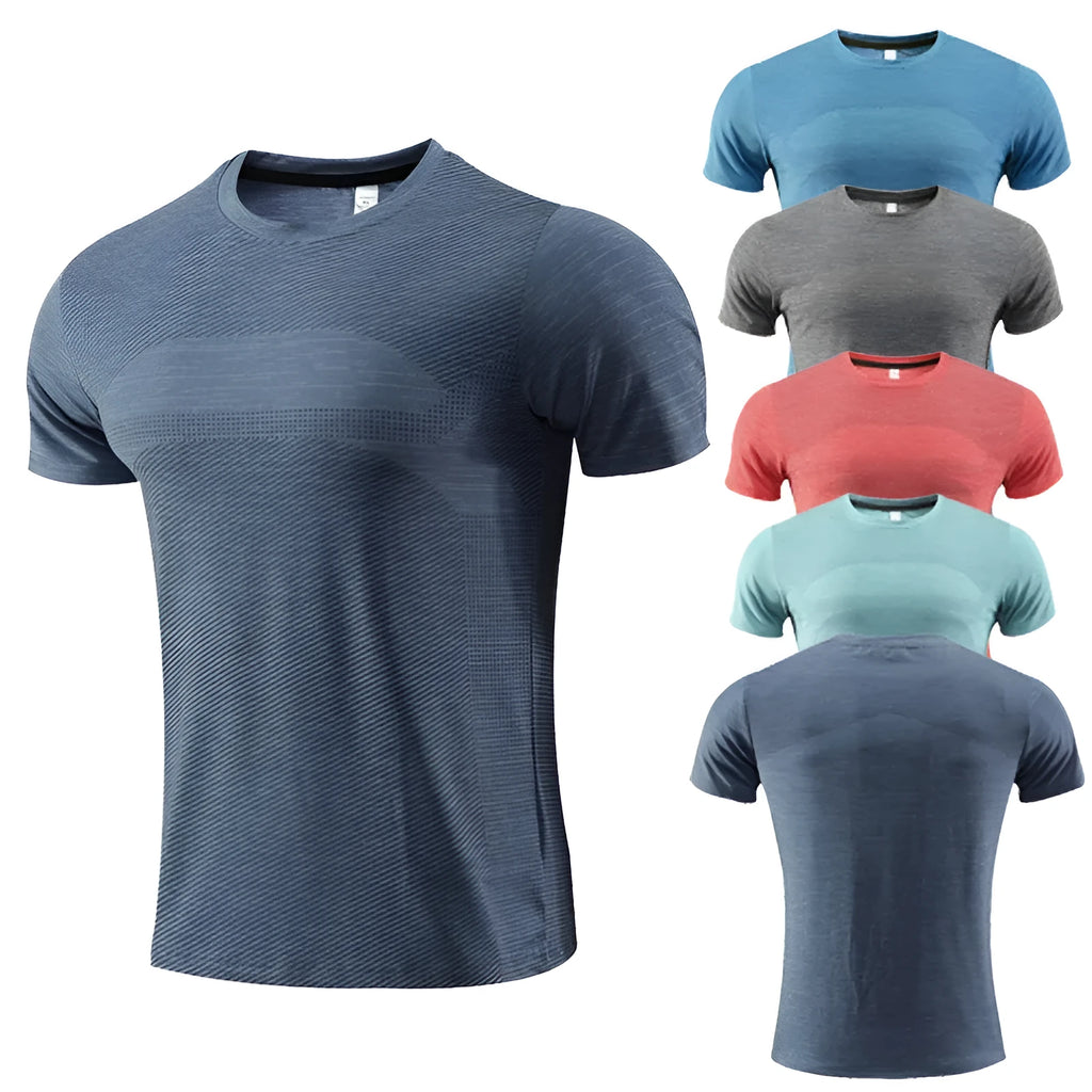 Men's short sleeve running t-shirt in polyester spandex fabric for basketball and workouts