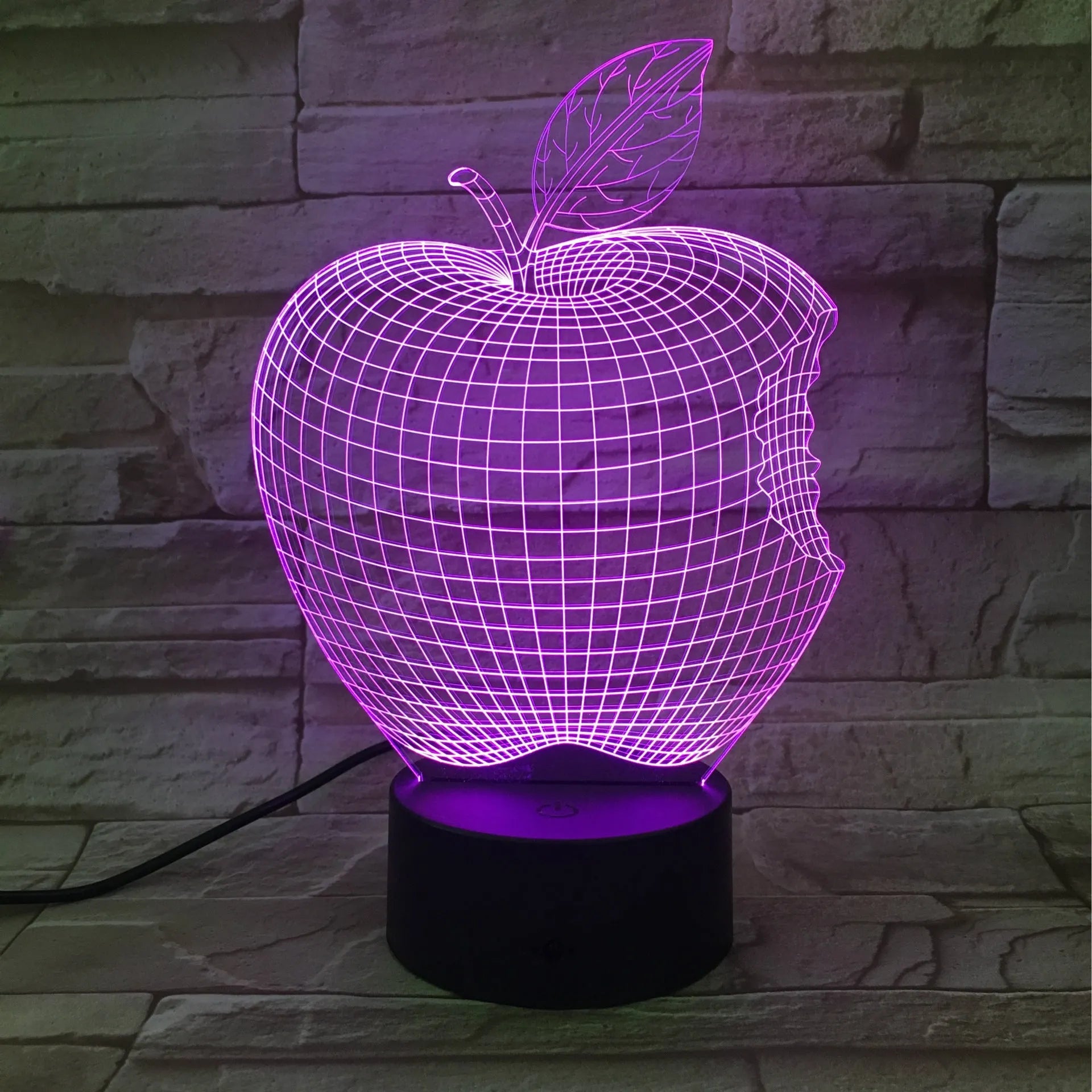 3D fruit colourful LED night light with touch control and seven colour options on acrylic shade
