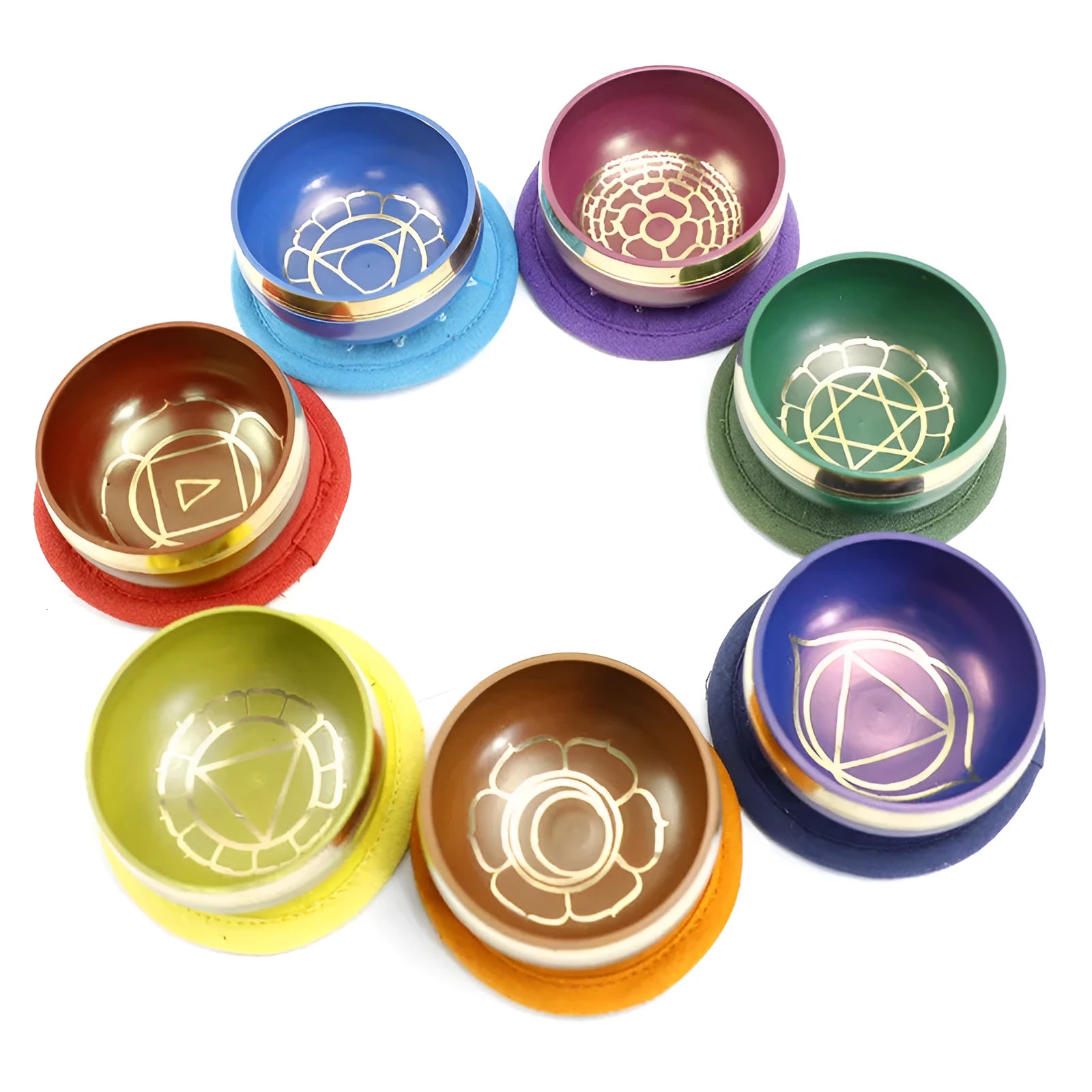 Handmade colourful Tibetan singing bowl meditation percussion instrument 7.8cm diameter