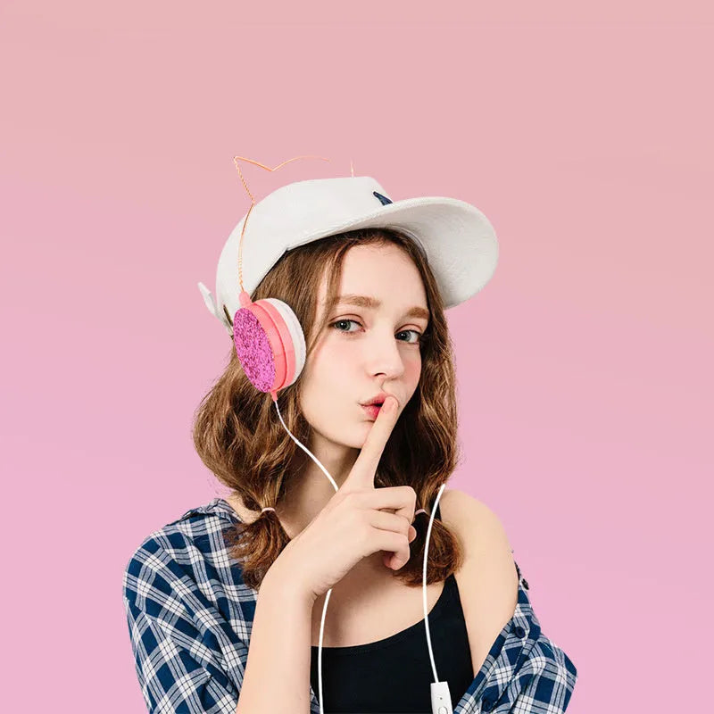 Wired over-ear headphones with microphone, 3.5mm straight plug, 1.2m PVC cable, ABS earmuffs, available in black, blue, pink and yellow