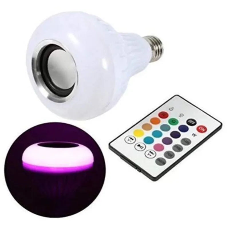 White Bluetooth LED bubble lamp bulb with E27 base and remote control