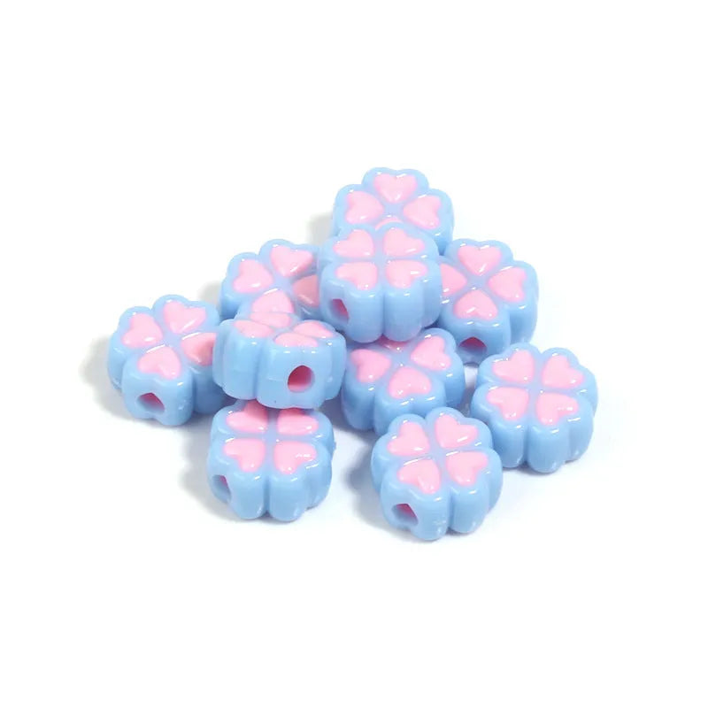 15mm acrylic four-leaf clover beads with frosted finish in multiple colour options