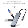 Silver aluminium alloy Type-C docking station with HDMI, SD, TF, and USB 3.0 ports, 4K 30Hz adapter