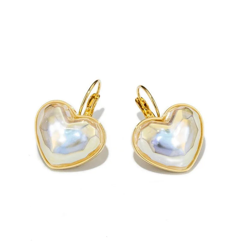 Gold-coloured alloy clip-on earrings with natural summer design for women without pierced ears