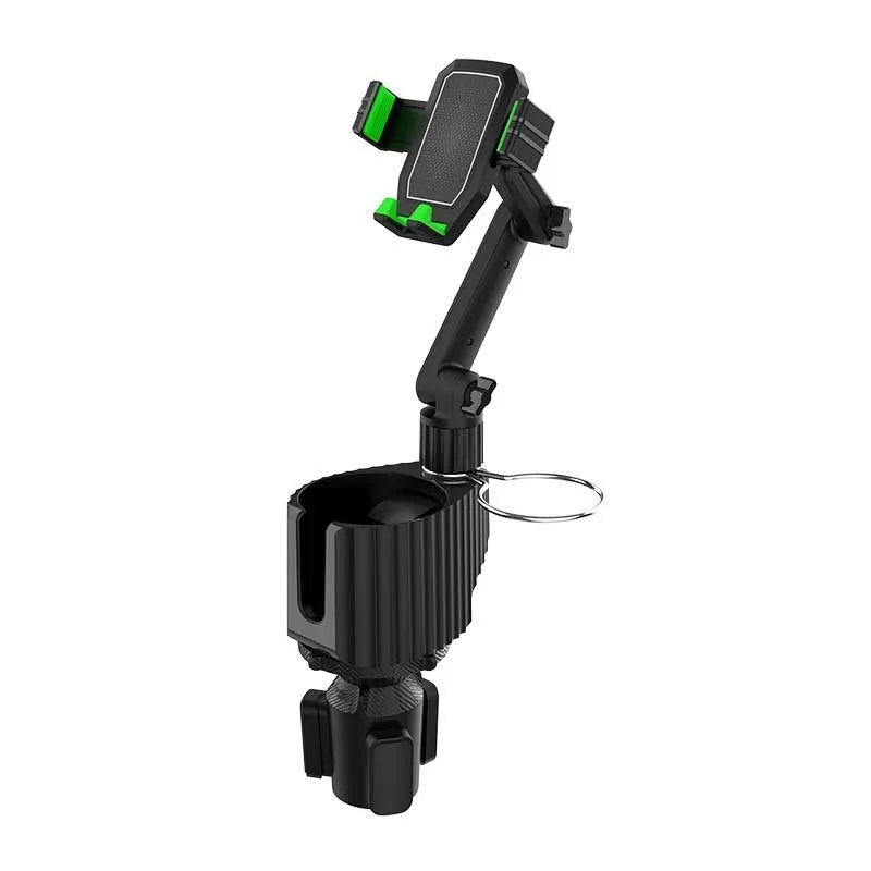 Green car drink rack and mobile phone holder with ABS/PC construction supporting 3.0kg loads