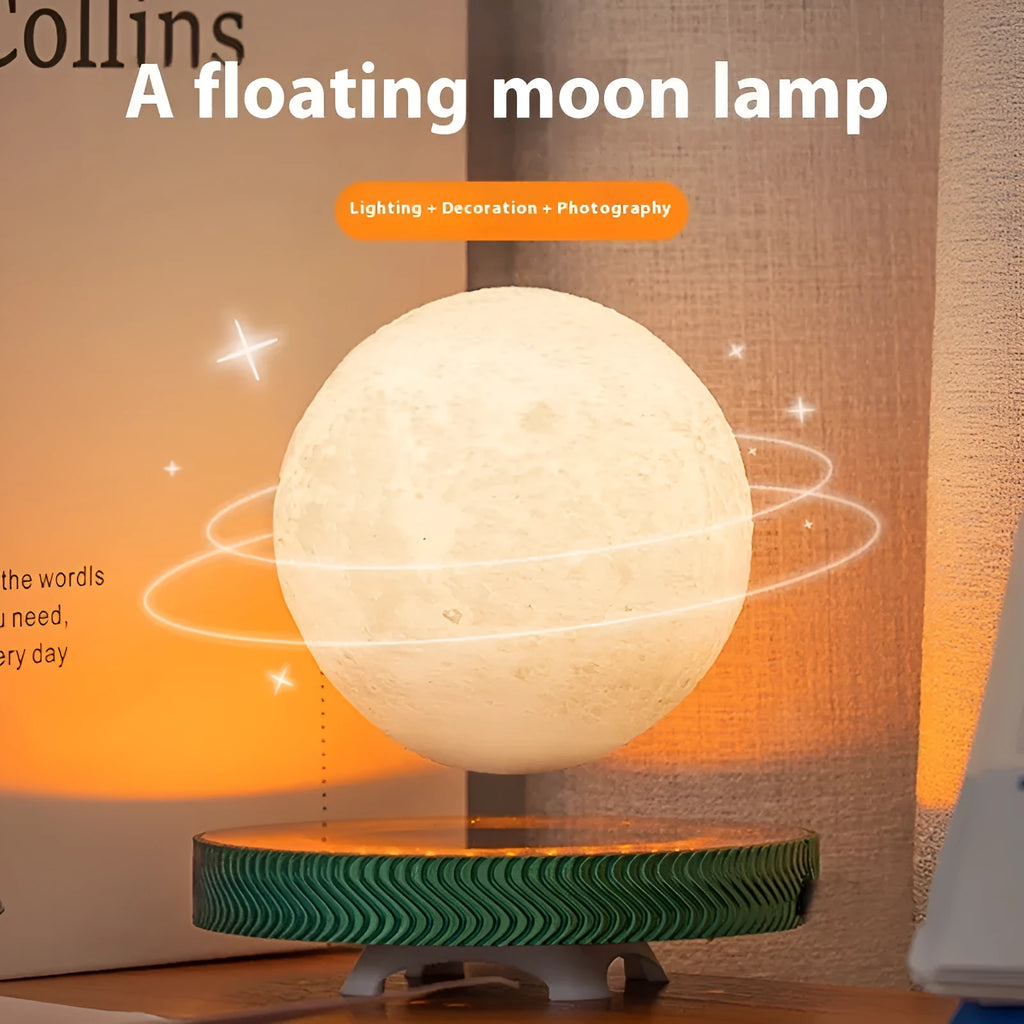 Small magnetic suspension night lamp with floating celestial 3D printed design