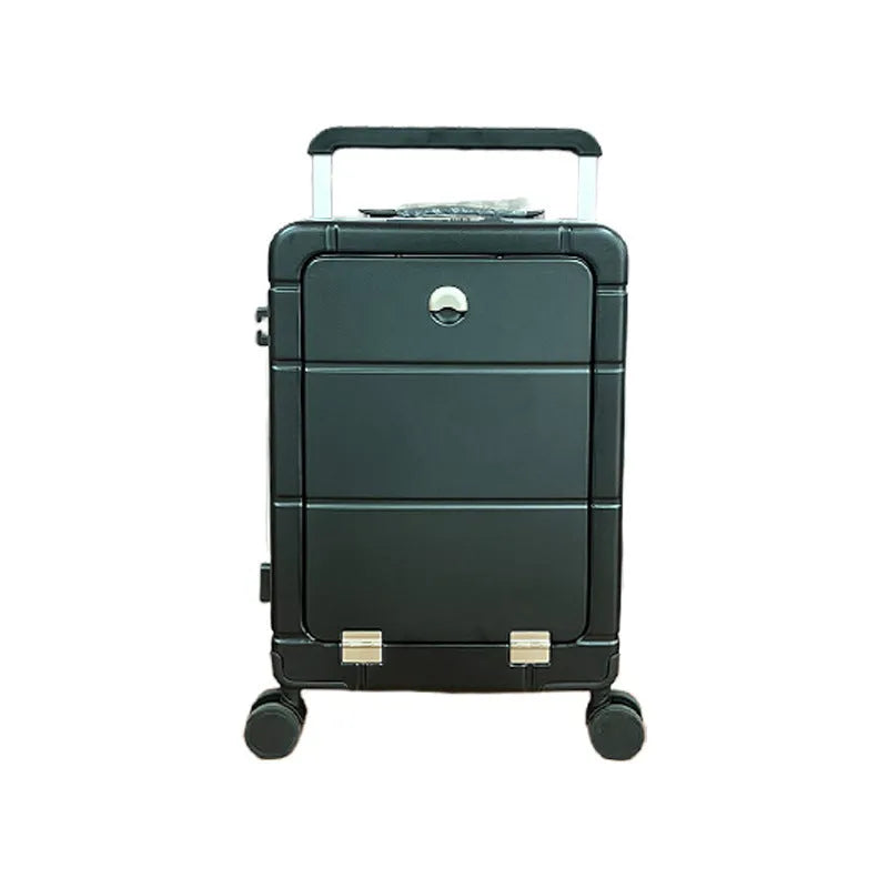 20-inch front opening suitcase in four colours with dry wet separation compartment and universal wheels