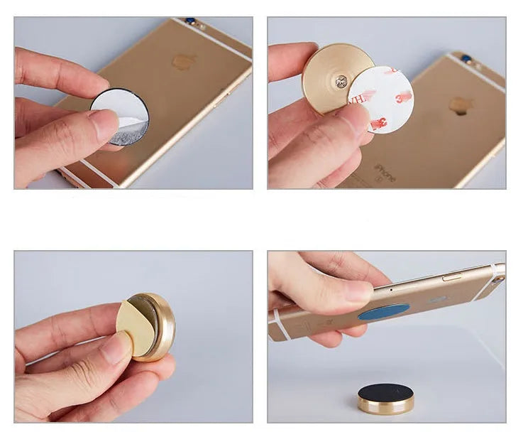 Magnetic car air vent phone holder in black, diamond gold, rose gold and silver, no glue, one-handed use