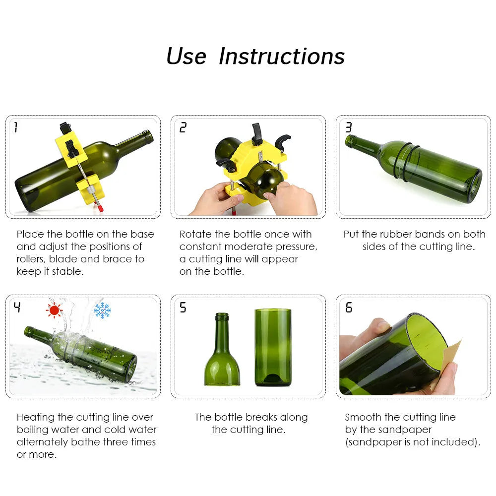 Yellow DIY bottle cutter tool for cutting glass bottles into vases and candles.