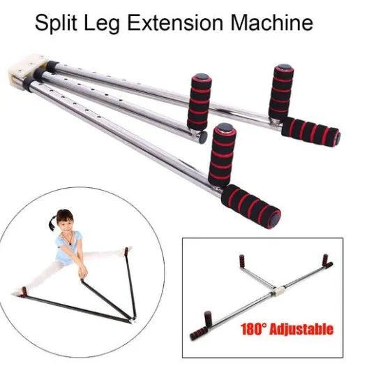 Leg stretcher with two extension bars, centre handle, five adjustable positions and soft foam grips, in Black or White