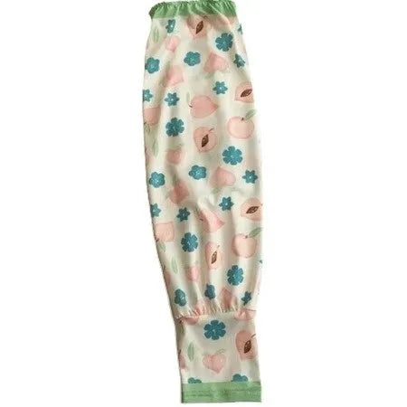 Ice silk oversleeve gloves with floral printed designs for UV protection and elbow coverage