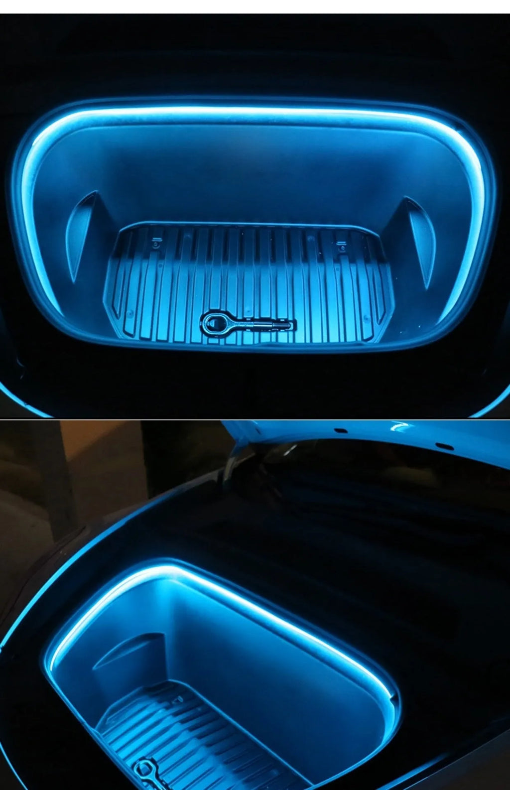 Tesla Model 3/Y front standby box ambience light in soft silicone with Ice Blue, Pure White, and Warm White colour options