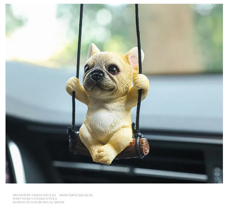 Resin bulldog cartoon car pendant ornament hanging from rearview mirror