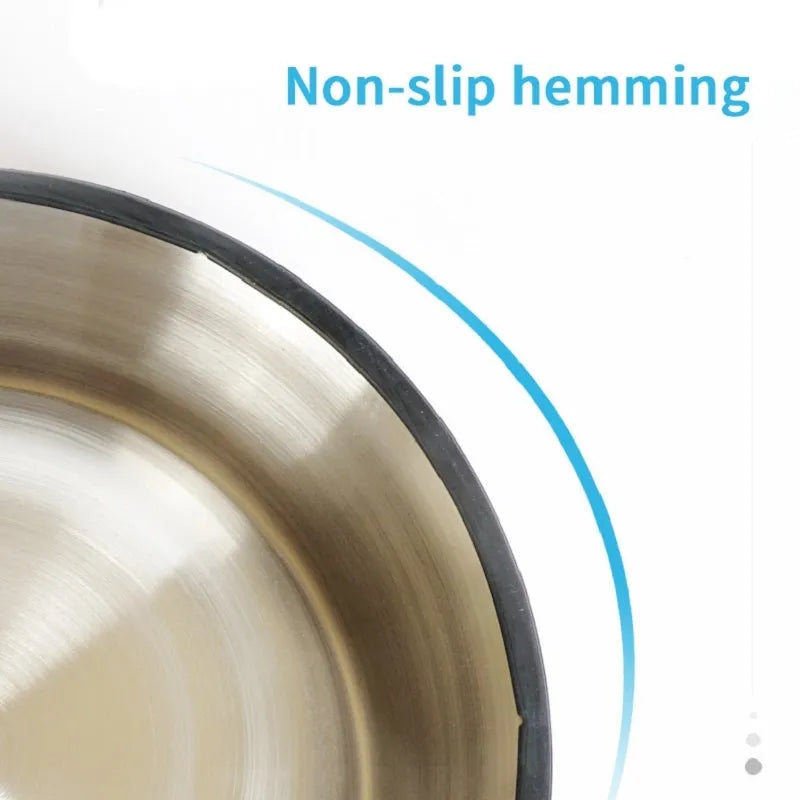Dual-use stainless steel pet bowl with colourful melamine exterior and non-slip rubber base