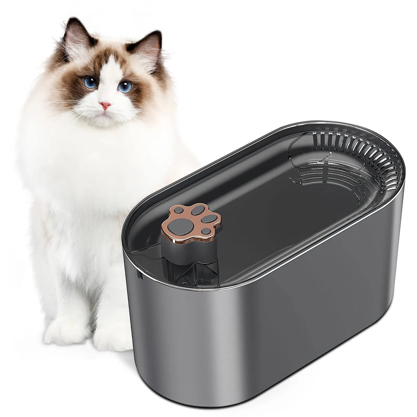 Berlin blue automatic pet water fountain with LED light indicator and triple filtration system