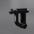 Long handle folding massage gun in black or grey with LED screen and multi-gear adjustment, brushless motor, portable design.