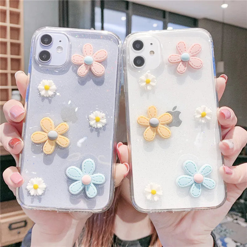Soft rubber iPhone protective case with New Year's flowers design for models 6 through 13 Pro Max