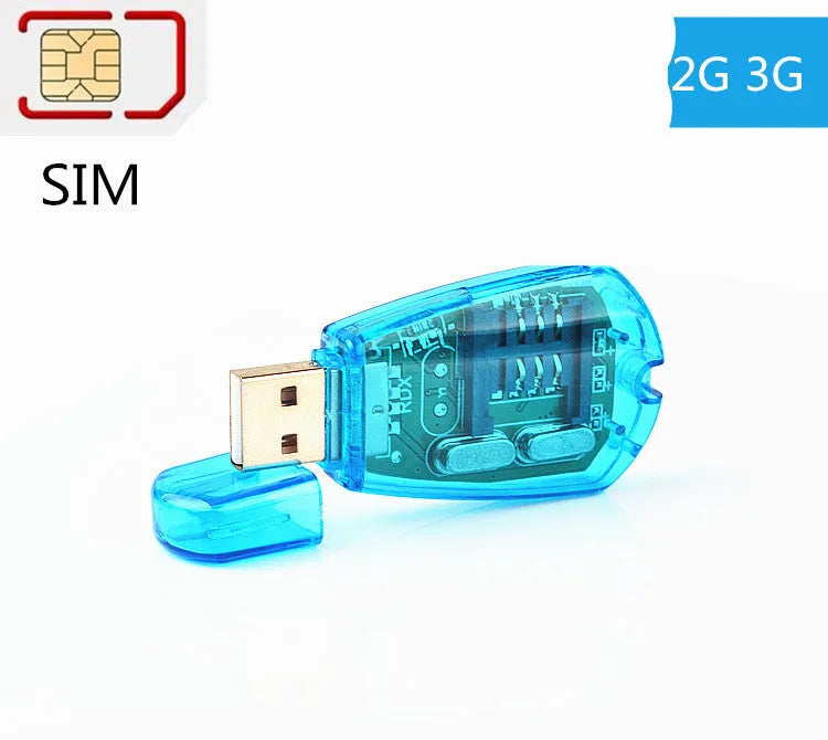 Blue plastic USB 2.0 external SIM card reader for mobile phones