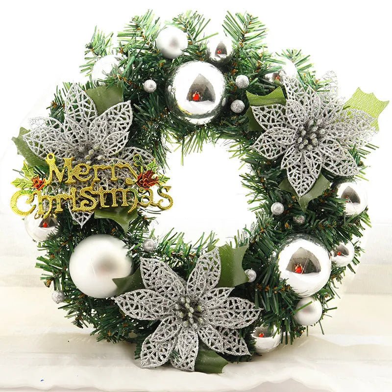 A multicolour plastic Christmas wreath with a 30cm diameter, shown in one of six colour options.