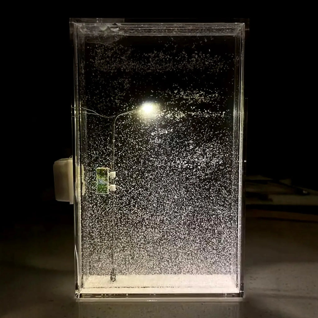 DIY snowy landscape night light kit with flowing snow scene and small street light for Christmas desktop decor