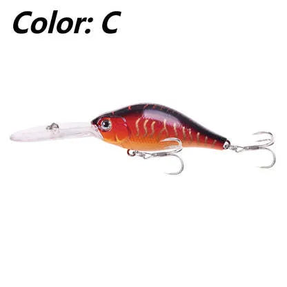 10.5cm deep diving minnow fishing lure with floating rock action in multiple colour options