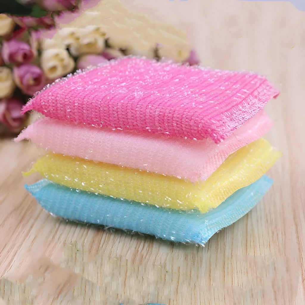 Pinstripe fabric dishwashing spong mop in macaron colours measuring 12cm with fine stripe pattern