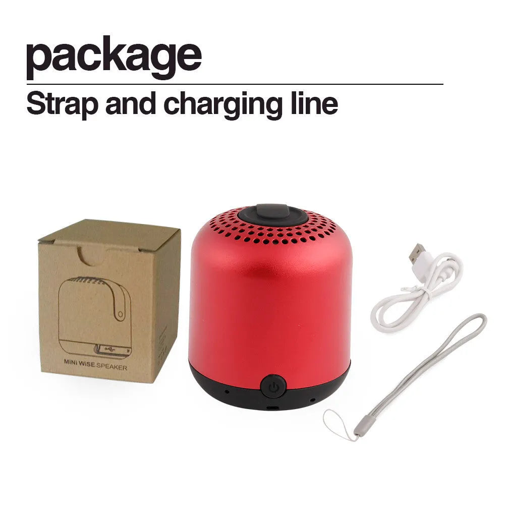 Hieha XQ11 cylinder-shaped metal mini Bluetooth speaker in choice of five colours on a plain background.