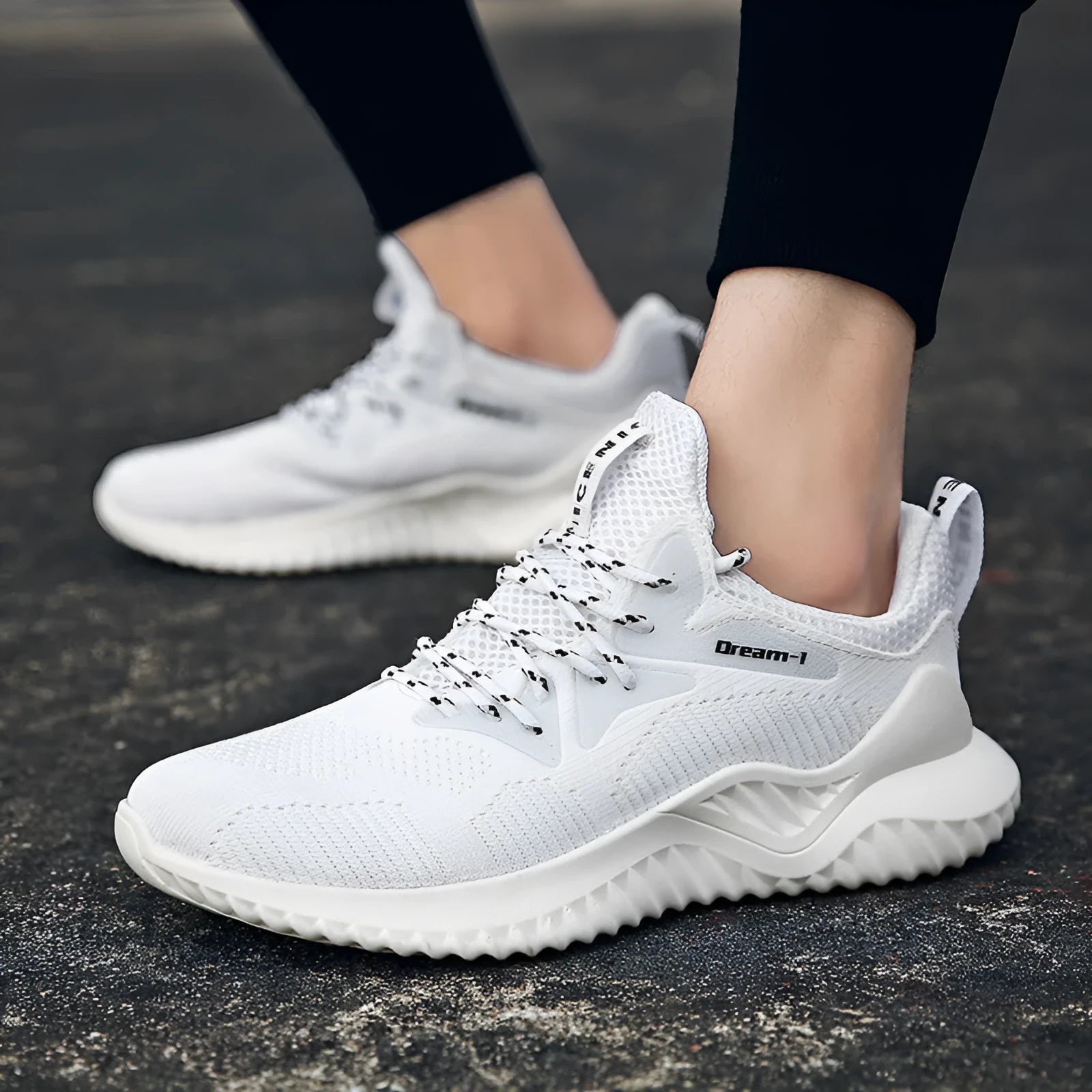 Adult unisex low-top running shoes with breathable mesh upper and front strap closure in multiple colour options