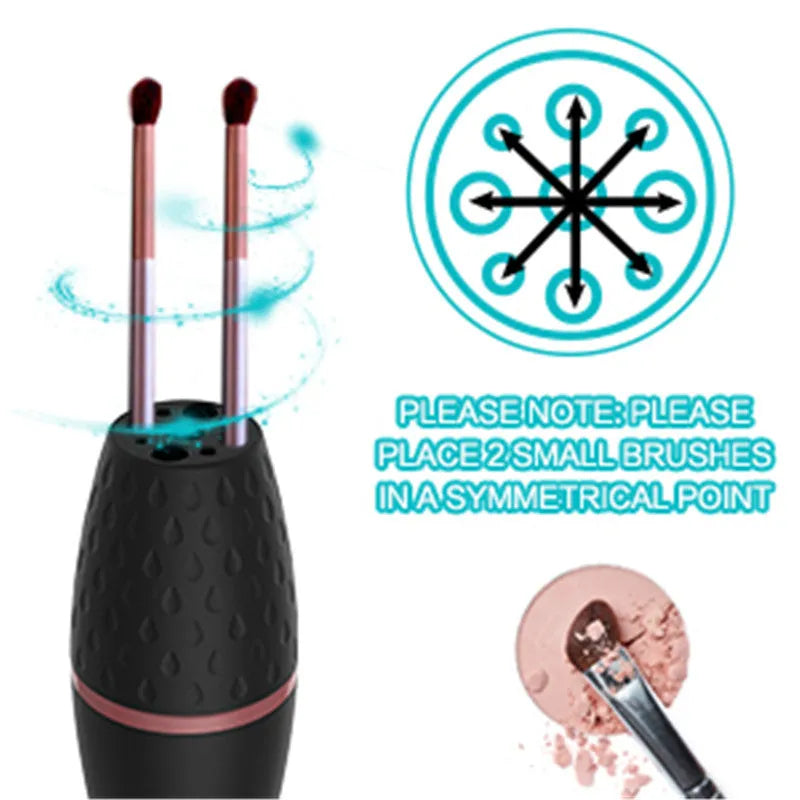 Black electric makeup brush cleaner with ABS body and charging power source.