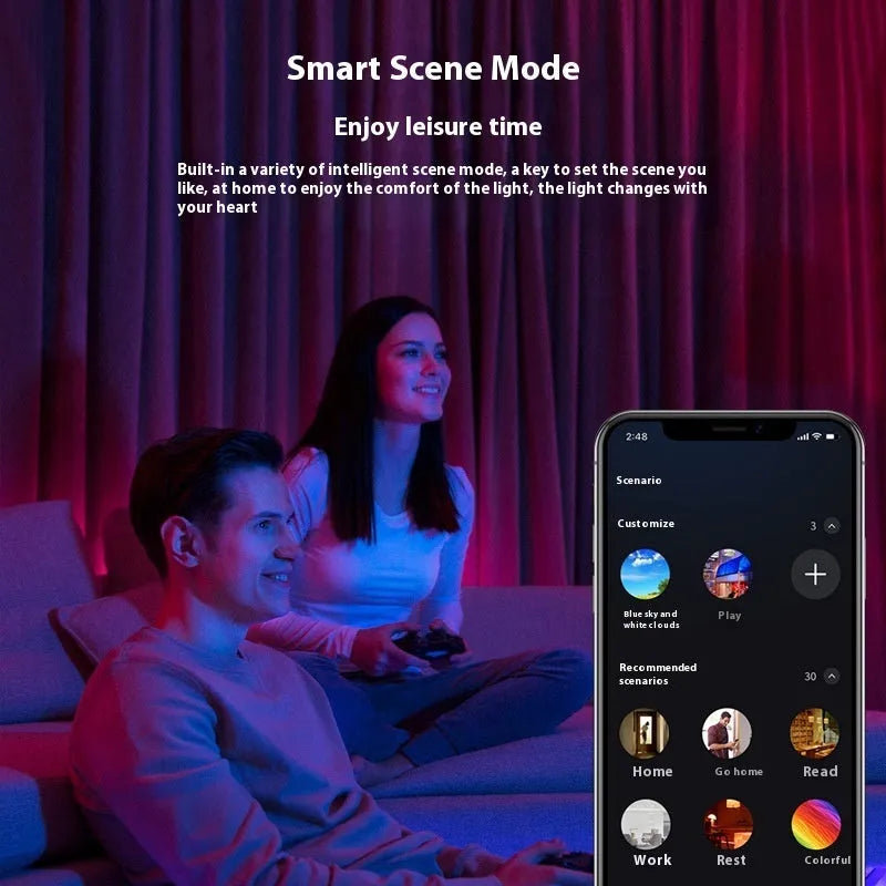 Smart WiFi Bluetooth RGBW colour changing ceiling lamp with E26 cap and aluminium housing.