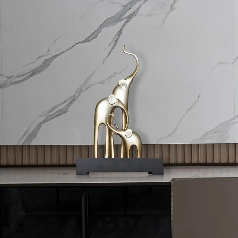 European style elephant decorative craft figurine in resin with gold, silver, or painted finish options