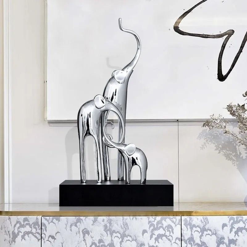 European style elephant decorative craft figurine in resin with gold, silver, or painted finish options