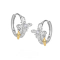 925 silver cross earrings with white gold colour plating and geometric round design for women, one pair