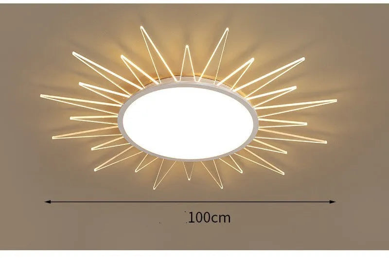 Modern aluminium ceiling lamp with round LED lampshade in multiple diameter options