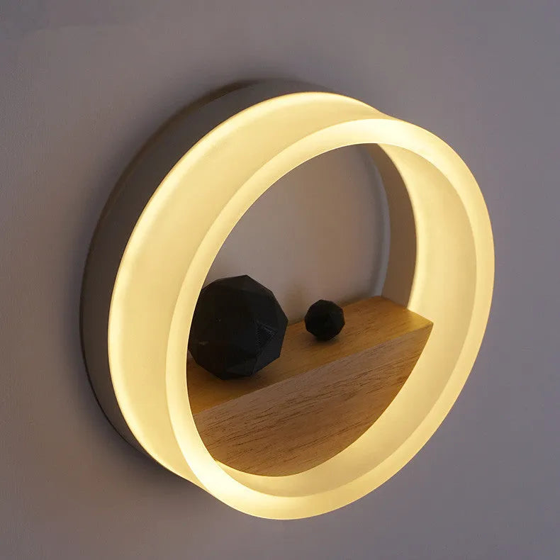 LED wall lamp with acrylic shade, E14 holder, push-button switch, black or white, 20cm or 30cm