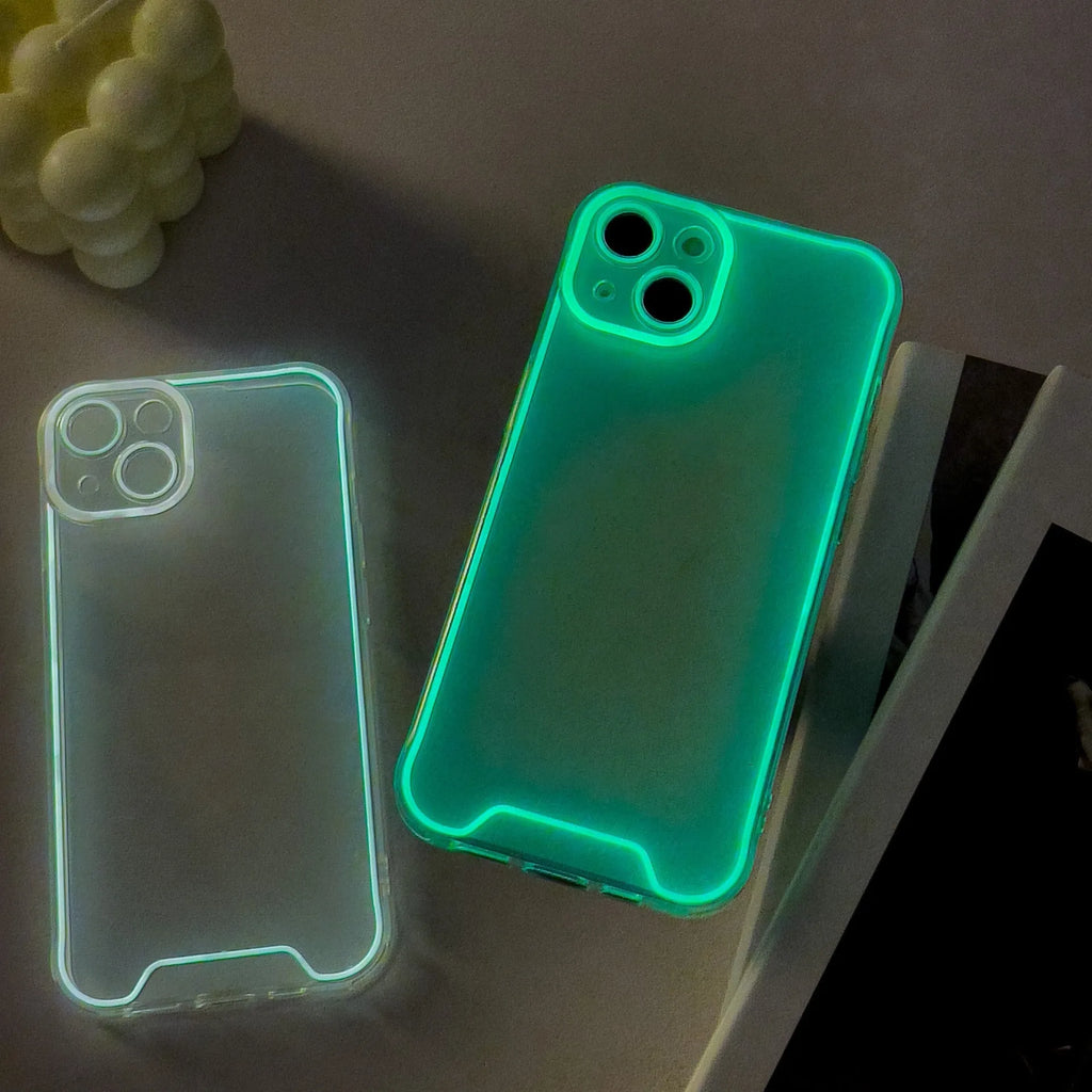 Glow in the dark Christmas theme TPU soft shell phone case for Apple iPhone on green background